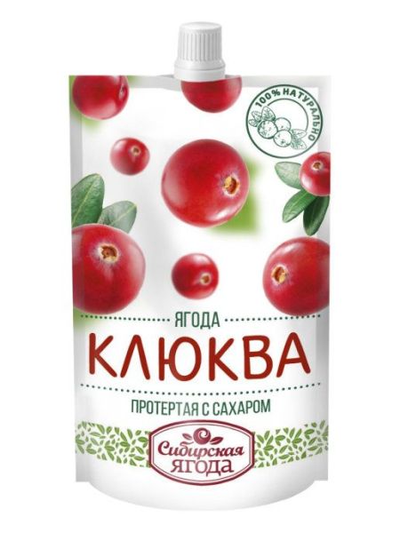 Изображение товара Протертая клюква на сахаре Сибирская ягода дой-пак 280гр Протертая клюква на сахаре Сибирская ягода дой-пак 280гр фотография
