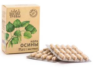 Кора Осины растительный экстракт БАД Пчела и человек 60 капсул
